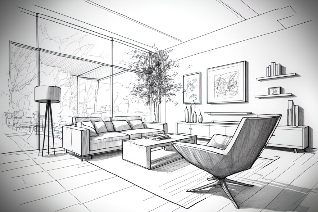 Home renovation conceptual design sketch